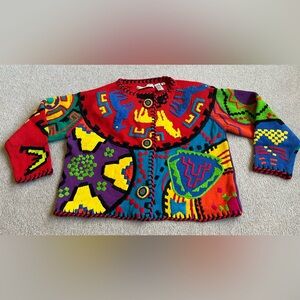 Price FIRM Michael Simon L XL OS Llama Embroidered Sweater Cardigan